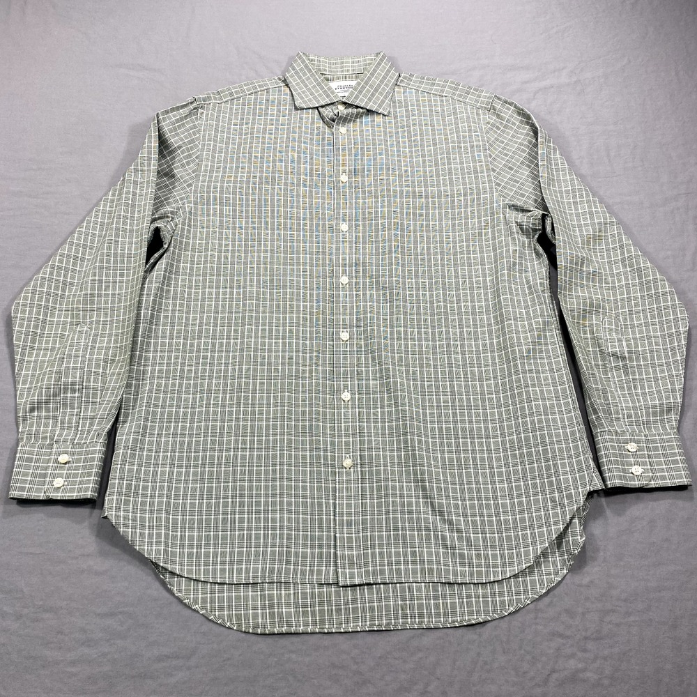 Charles Tyrwhitt Shirt Mens 16/35 Large White Gray Button Up‎ Classic Fit Dress